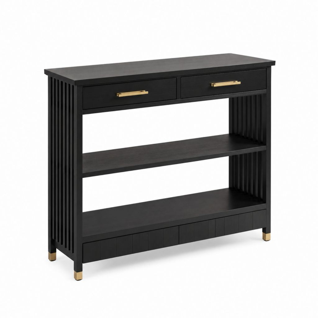 Konsolentisch Schwarz MDF Rechteckig mit 2 Schubladen und 2 Ablagen 120 x 40 x 90 cm
