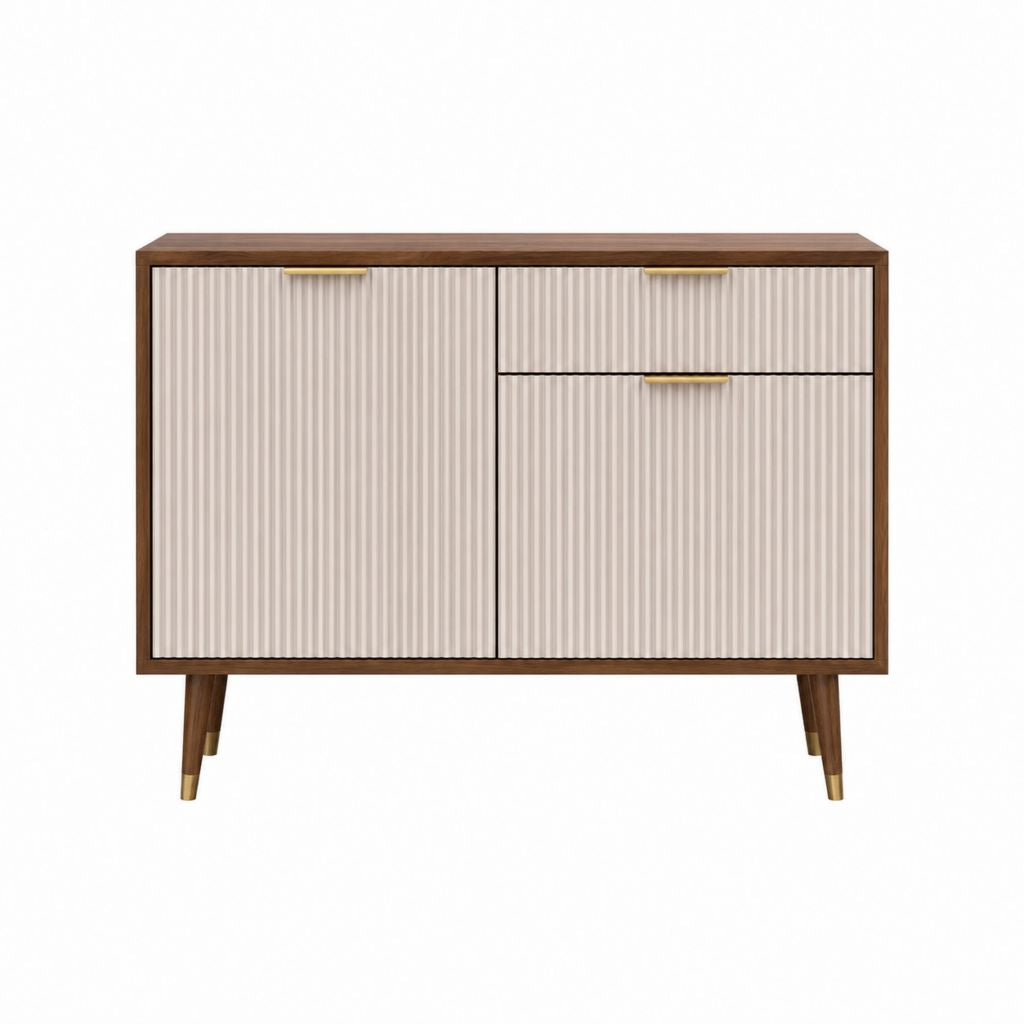 Sideboard mit 2 Türen 1 Schublade Walnuss Beige MDF rechteckig 120 x 40 x 85 cm
