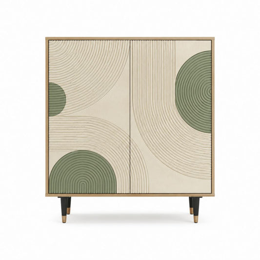 Sideboard mit 2 Türen Beige Salbeigrün MDF Rechteckig 100 x 40 x 120 cm