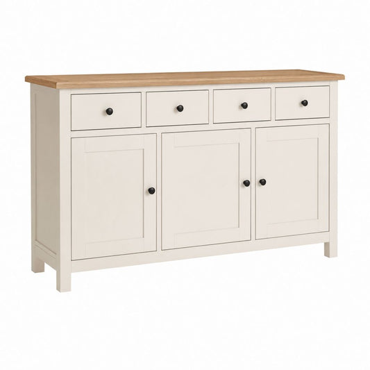 Sideboard Cremeweiß mit Eichenholzplatte MDF 120 x 40 x 85 cm