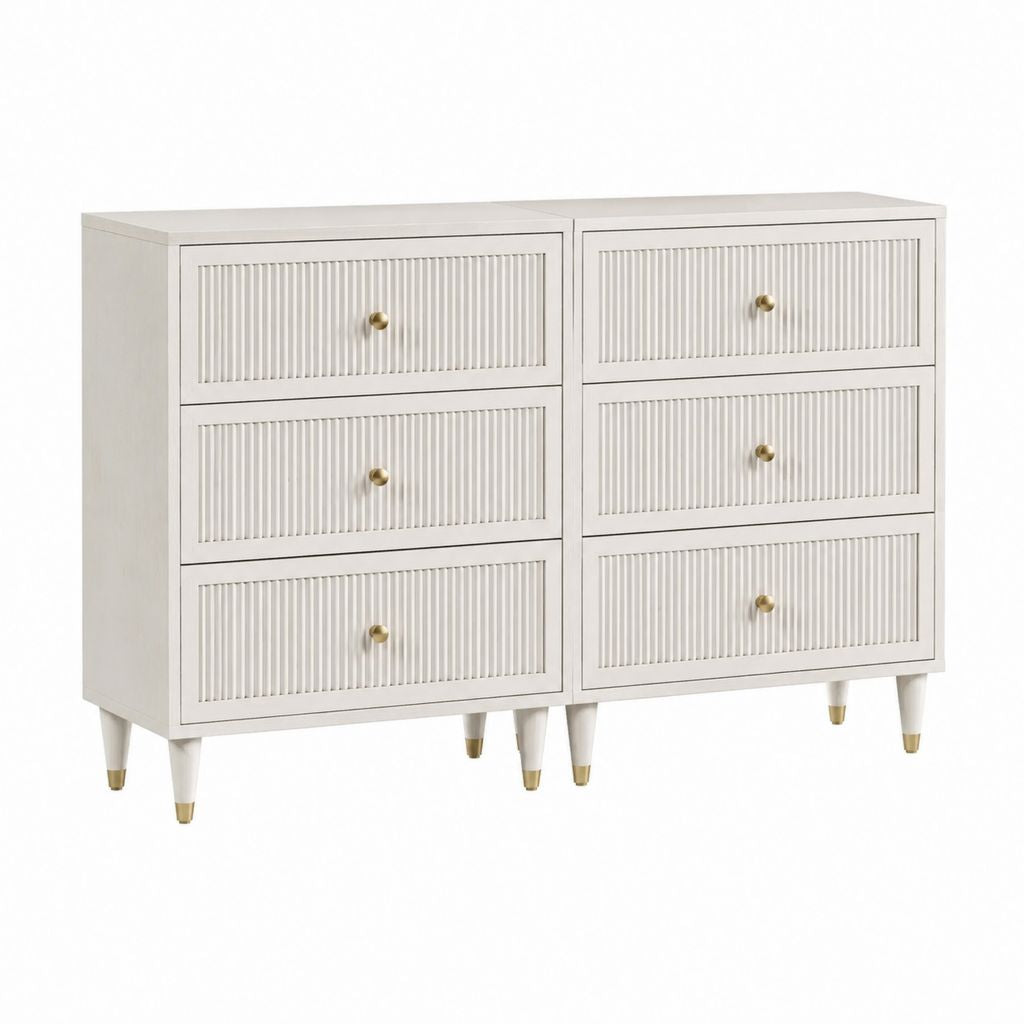 Sideboard mit 6 Schubladen Cremeweiß MDF rechteckig 140 x 40 x 85 cm