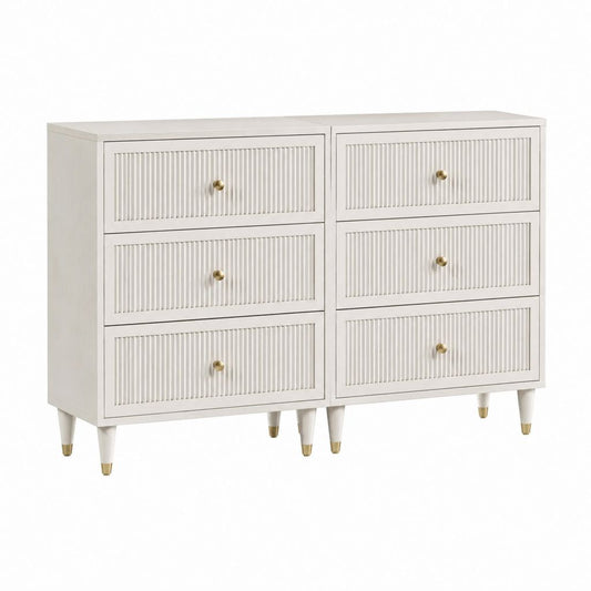 Sideboard mit 6 Schubladen Cremeweiß MDF rechteckig 140 x 40 x 85 cm
