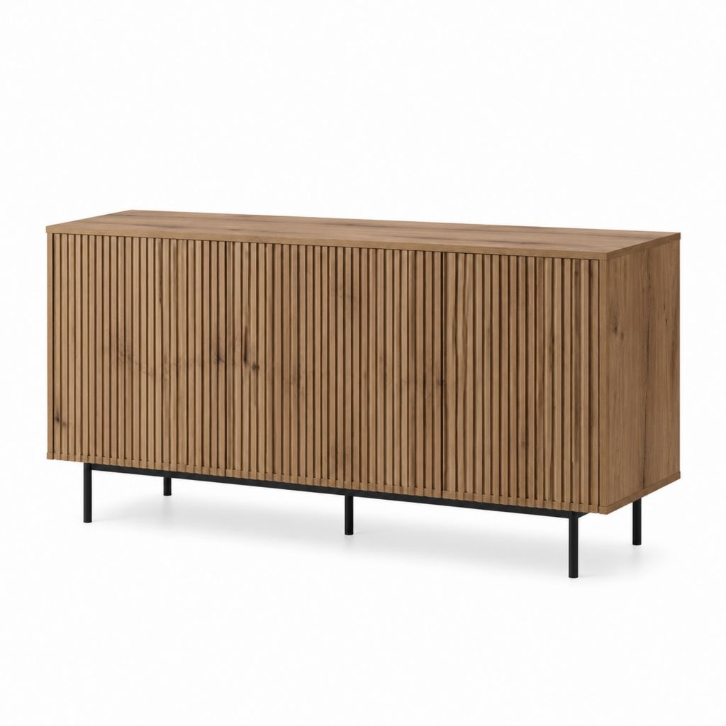Sideboard mit 3 Türen Braun MDF mit Walnussfurnier Rechteckig 160 x 40 x 80 cm