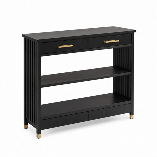 Konsolentisch Schwarz MDF Rechteckig mit 2 Schubladen und 2 Ablagen 120 x 40 x 90 cm