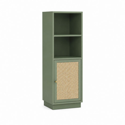 Hochschrank mit Rattantür Olivgrün MDF Rechteckig 50 x 40 x 160 cm