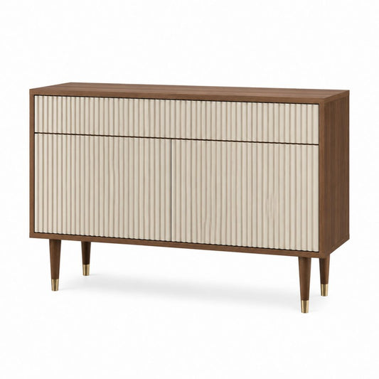 Sideboard mit 2 Türen und Schublade in Walnussbraun Creme MDF 120 x 40 x 80 cm
