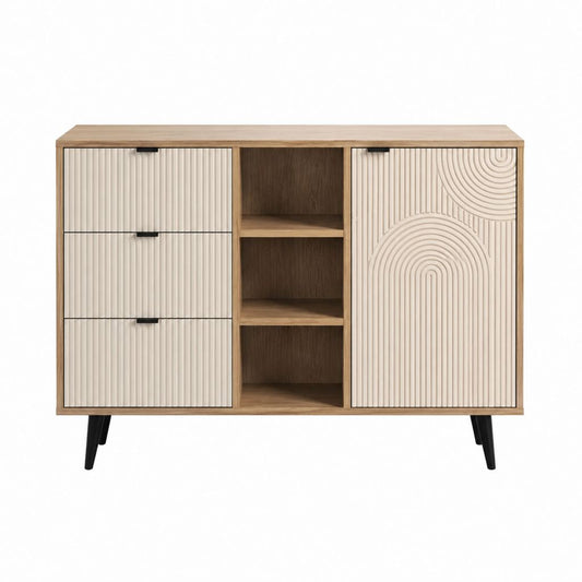 Sideboard mit Schubladen und Türen Naturweiß Holzwerkstoff 120 x 40 x 110 cm
