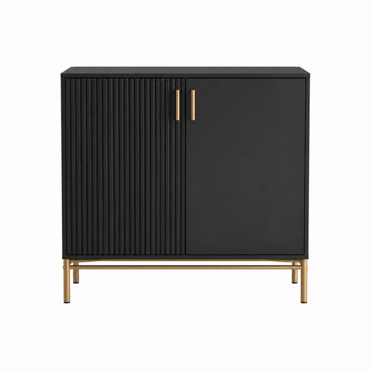 Sideboard mit 2 Türen Schwarz Goldfarben MDF rechteckig 80 x 40 x 100 cm