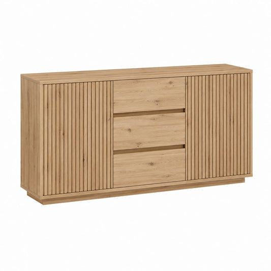 Sideboard Eiche massiv Natur rechteckig mit 2 Türen und 3 Schubladen 160 x 40 x 85 cm
