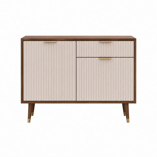 Sideboard mit 2 Türen 1 Schublade Walnuss Beige MDF rechteckig 120 x 40 x 85 cm