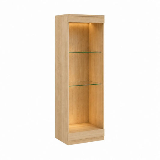 Vitrine Eichefarben mit Glasböden und LED-Beleuchtung 180 x 50 x 40 cm