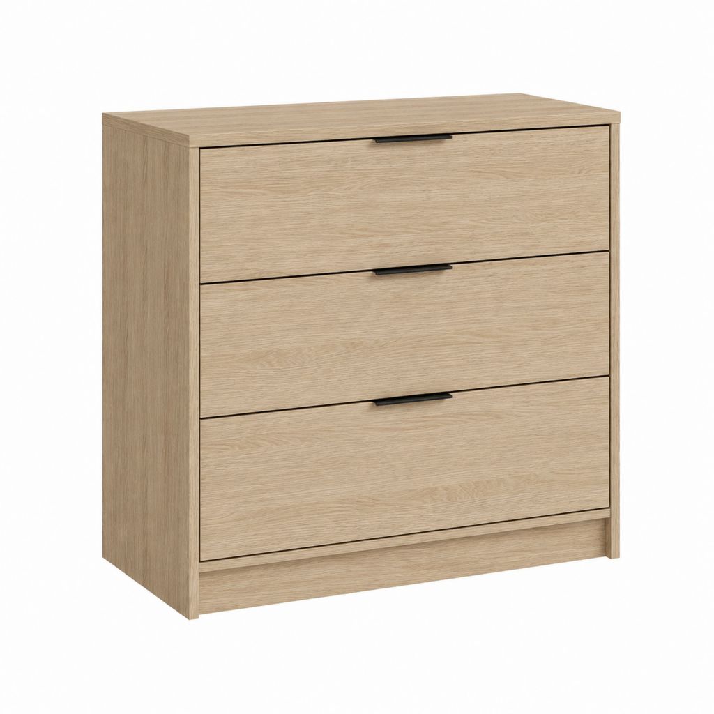 Kommode mit 3 Schubladen in Eiche-hell Spanplatte 80 x 40 x 100 cm