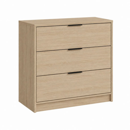 Kommode mit 3 Schubladen in Eiche-hell Spanplatte 80 x 40 x 100 cm